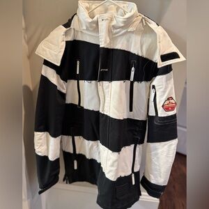 SPRAYGROUND Rare Designer Prison Stripe Phantom Slashes Parka Jacket Mens Size S